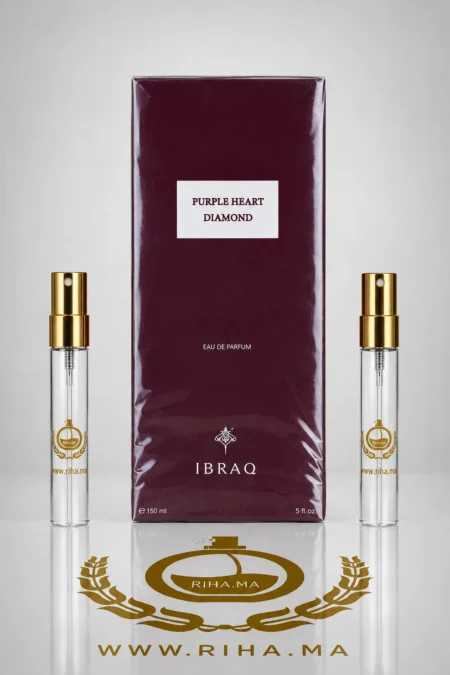 Flacon de purple heart diamond ibrahim al qurashi sur fond doré