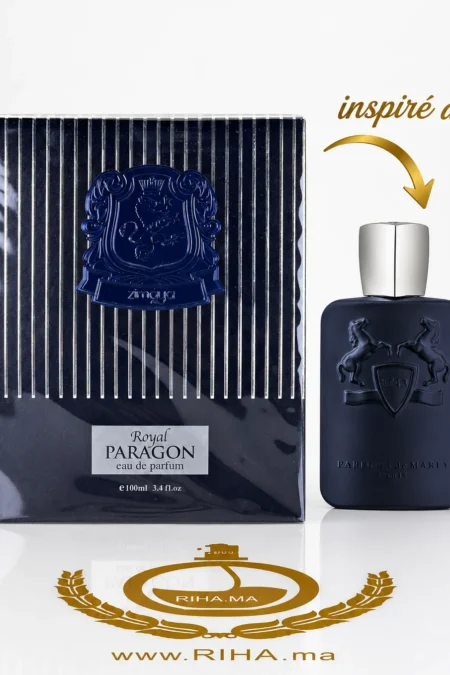 Flacon de Royal Paragon Zimaya sur fond doré élégant