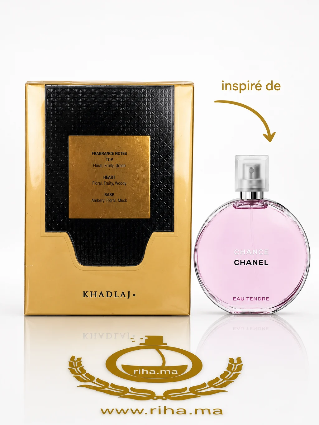 Shiyaaka Gold Khadlaj Perfumes Pour Femme 100ml — photo 2 Flacon de Shiyaaka Gold Khadlaj Perfumes pour femme, élégant et doré — vue 2
