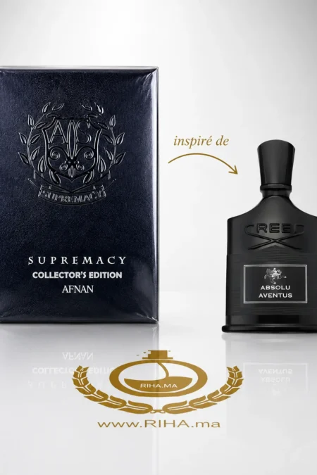 Flacon de parfum supremacy collectors edition sur fond sombre