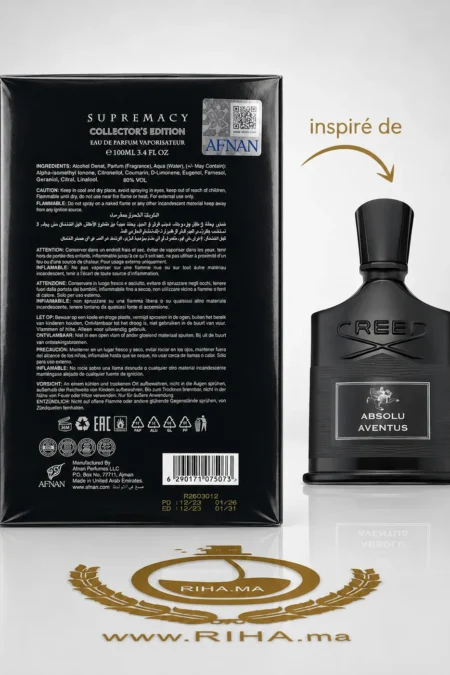 Flacon de parfum supremacy collectors edition sur fond sombre — vue 2