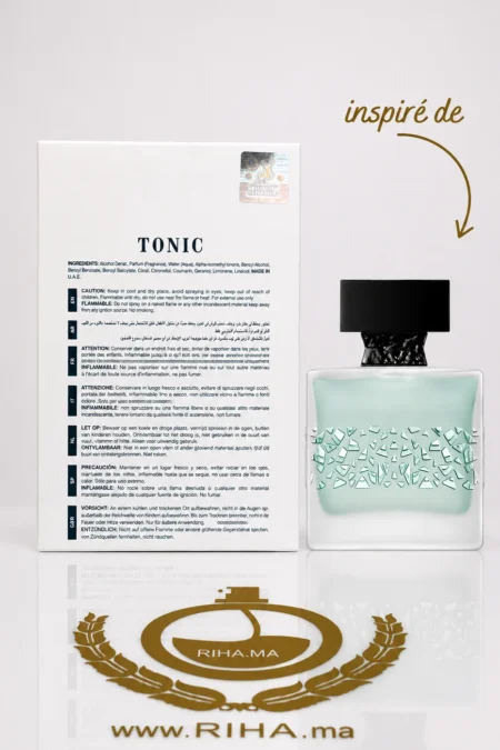 Riha.ma | Vente de Parfum Original Au Maroc Pour Homme Et Femme 28 Flacon Tonic Ice eau de parfum homme sur fond bleu frais — vue 2