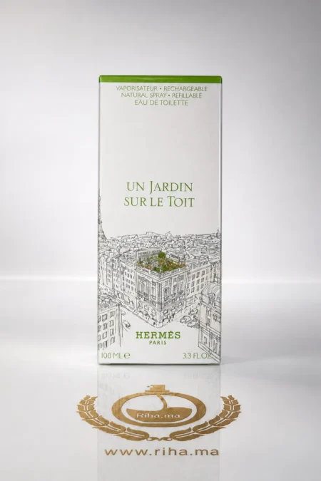Flacon d'un jardin sur le toit eau de toilette avec fleurs fraîches