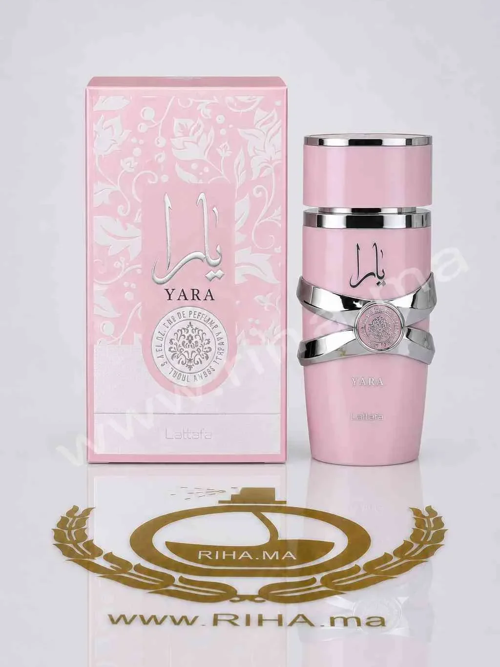 Yara Lattafa - Eau de Parfum Femme 100ml — photo 2 Flacon de parfum Yara Lattafa pour femme sur fond élégant — vue 2