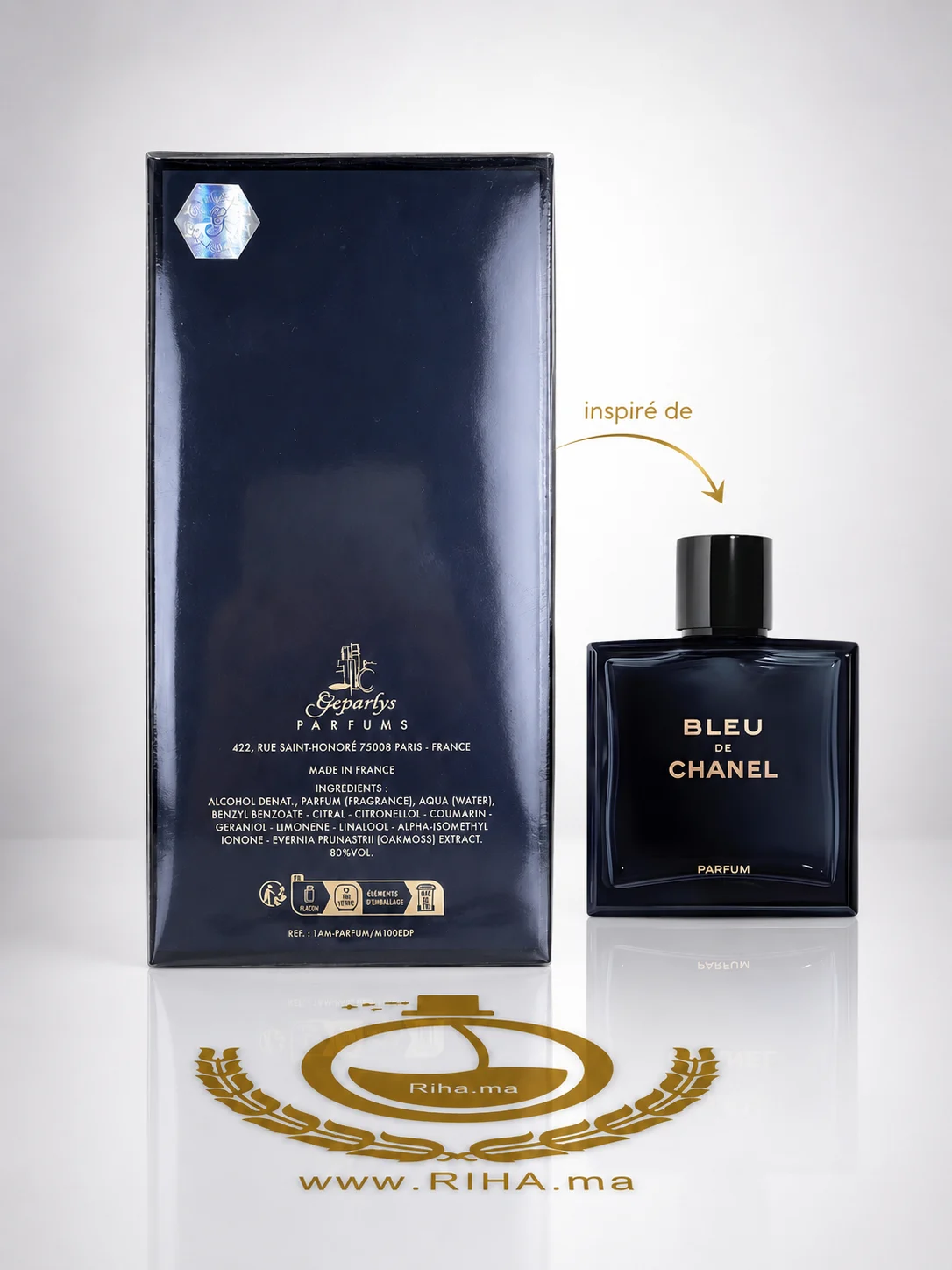 yes i am the king le parfum 100ml -geparlys — photo 2 Flacon de parfum Yes I Am The King posé sur fond sombre — vue 2