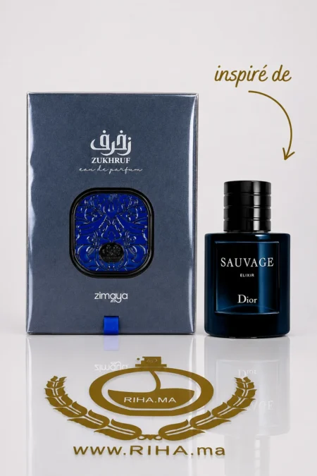 Flacon de parfum zukhruf black zimaya noir élégant