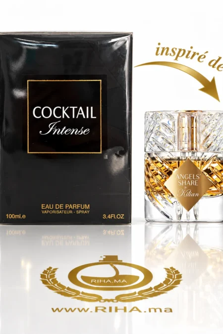 Flacon de parfum Cocktail Intense Eau de Parfum sur fond ambré
