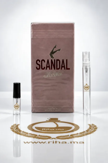 Flacon Decantage Scandal Jean Paul Gaultier et échantillon de parfum femme