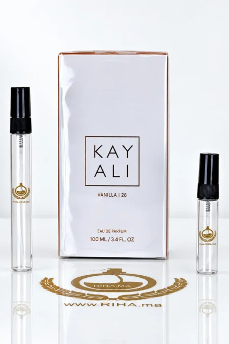 Flacon decantage vanilla 28 Kayali pour femme sur fond doré