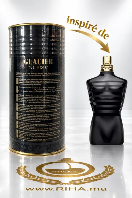 Flacon Glacier Le Noir eau de parfum 100 ml sur fond sombre — vue 2