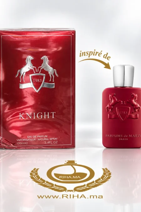 Flacon du parfum Knight 1983 pour homme sur fond sombre