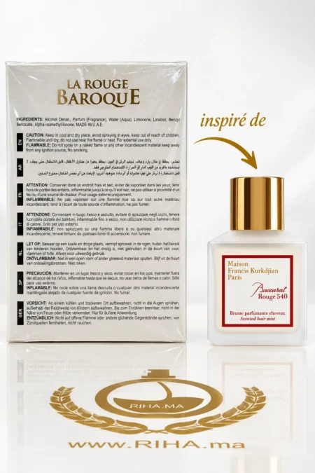 Flacon de La Rouge Barouque 100 ml sur fond rouge élégant — vue 2