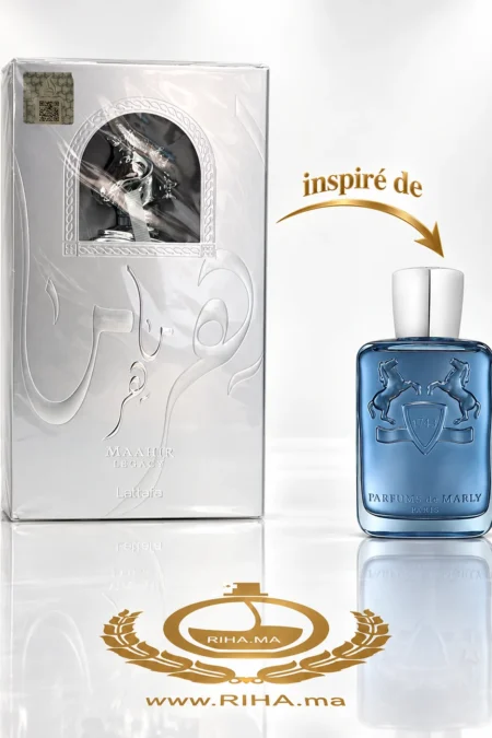 Flacon Maahir Legacy Lattafa pour homme 100ml sur fond doré