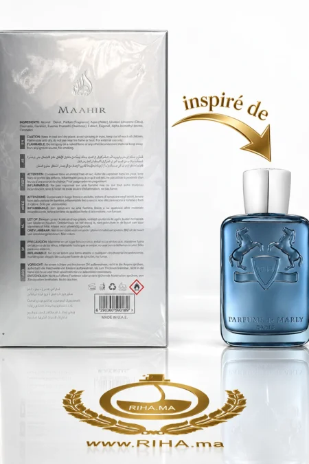 Flacon Maahir Legacy Lattafa pour homme 100ml sur fond doré — vue 2