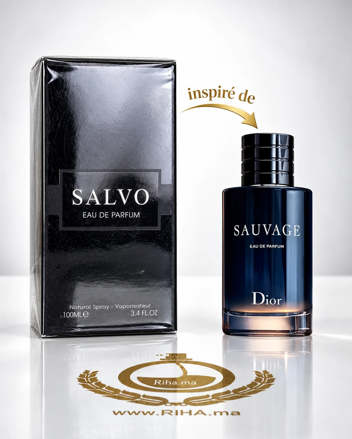 Salvo Maison Alhambra - inspiré de Sauvage Flacon de parfum Salvo Maison Alhambra pour homme sur fond sombre