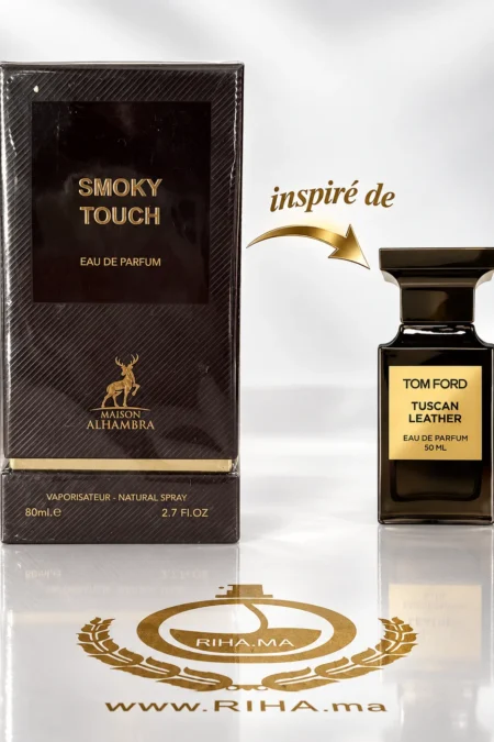Flacon de parfum Smoky Touch 80 ml sur fond sombre