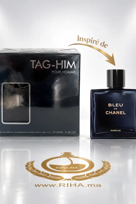 Flacon Tag Him Armaf pour homme 100ml sur fond clair élégant