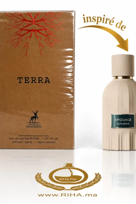 Flacon du parfum Terra Maison Alhambra 50 ml sur fond doré élégant