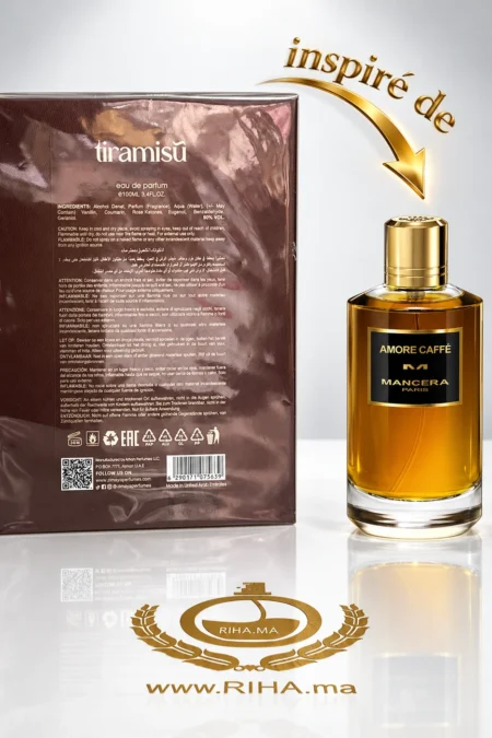 Flacon de parfum tiramisu coco zimaya 100 ml posé sur fond crème — vue 2